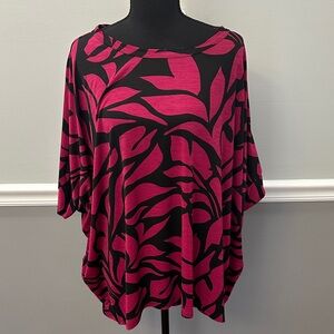 Dear Scarlett Black and Pink Leaf Print Blouse